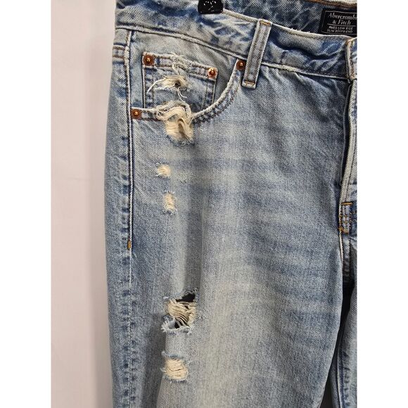 Distressed Embroidered Abercrombie Fitch Ames Low Rise Slim Boyfriend Jeans 29/8 - Picture 5 of 9